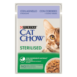 CAT CHOW STERILISED 85GR ΑΡΝΙ & ΠΡΑΣΙΝΑ ΦΑΣΟΛΑΚΙΑ ΣΕ ΣΑΛΤΣΑ