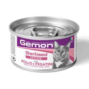 Υγρή Τροφή Γάτας Gemon Cat Mousse Sterilised Κοτόπουλο & Συκώτι 85gr