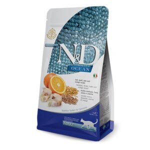 Πλήρης τροφή για ενήλικες γάτες N&D Cat Ocean Codfish, Spelt, Oats & Orange Adult 10kg. Μπακαλιάρος, όλυρα, βρώμη, πορτοκάλι.pethappy.gr