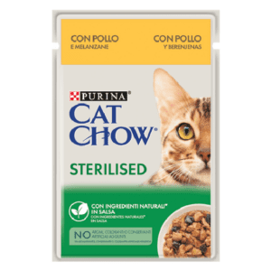 CAT CHOW STERILISED 85GR ΚΟΤΟΠΟΥΛΟ & ΜΕΛΙΤΖΑΝΕΣ ΣΕ ΣΑΛΤΣΑ